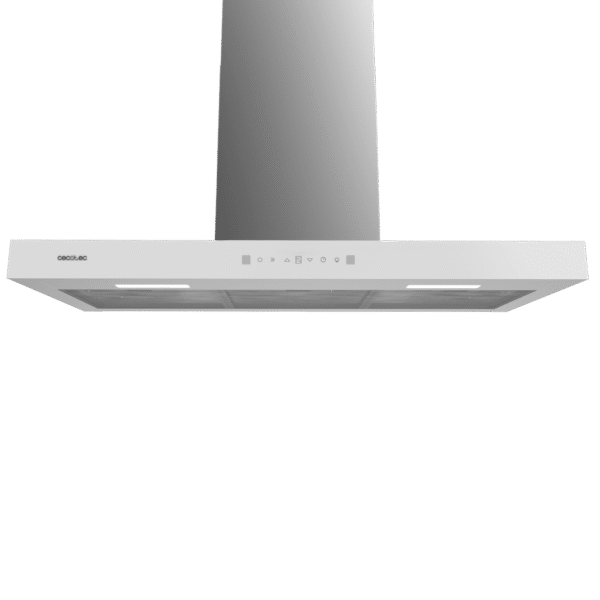 Imagen 2 Campana T Bolero Flux TT 905500 Glass White de 90 cm con succión de 550 m3/h, motor de 70W, eficiencia A++, sensor de humo y control por gestos en cristal blanco.