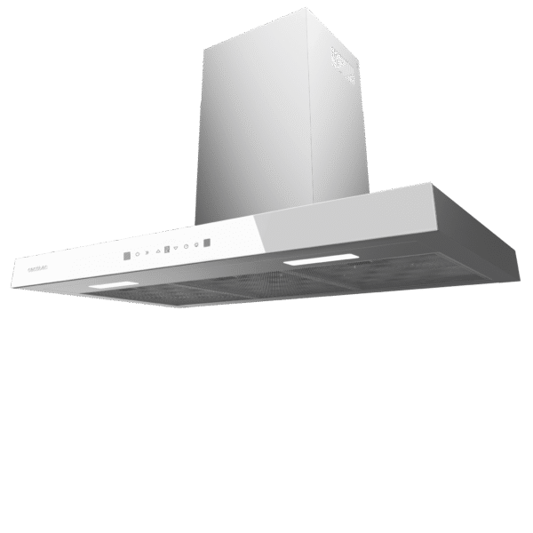 Imagen 4 Campana T Bolero Flux TT 905500 Glass White de 90 cm con succión de 550 m3/h, motor de 70W, eficiencia A++, sensor de humo y control por gestos en cristal blanco.