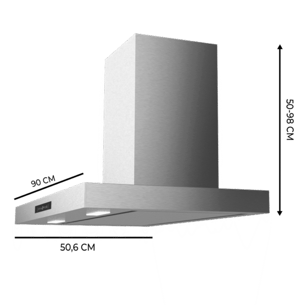 Imagen 3 Campana extractora Cecotec Bolero Flux TT 908000 Slim de 90 cm. Potencia de succión 800 m3/h, motor 220W, eficiencia A++ y tecnología Hand Movement Control.