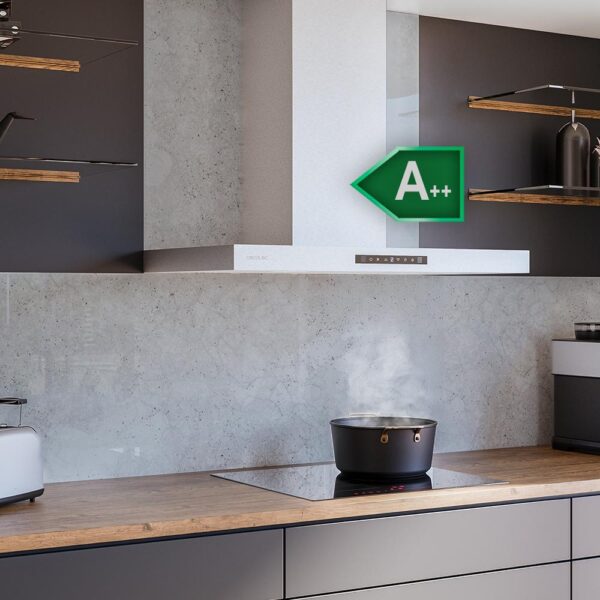 Imagen 5 Campana extractora Cecotec Bolero Flux TT 908000 Slim de 90 cm. Potencia de succión 800 m3/h, motor 220W, eficiencia A++ y tecnología Hand Movement Control.