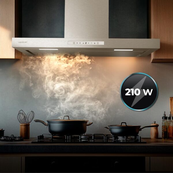 Imagen 7 Campana T Bolero Flux TT 908000 Slim Glass White A++ de 90 cm. Succión de 800 m3/h, motor de 220W, control gestual y sensor de humos para una cocina impecable.