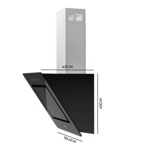 2894-Imagen-3 Imagen 3 Campana decorativa Cecotec de 60 cm con 800 m3/h de succión, eficiencia A++, control gestual y sensor de humo. Diseño en cristal negro para cocinas modernas.