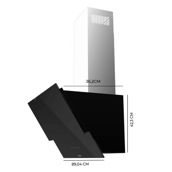 2899-Imagen-3 Imagen 3 Campana decorativa Cecotec Bolero Flux DT 908001 Glass Black de 90 cm. Succión de 800 m3/h, eficiencia A++, control gestual y sensor de humos avanzado.