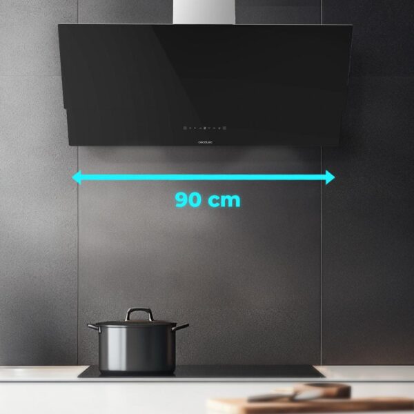 2899-Imagen-5 Imagen 5 Campana decorativa Cecotec Bolero Flux DT 908001 Glass Black de 90 cm. Succión de 800 m3/h, eficiencia A++, control gestual y sensor de humos avanzado.