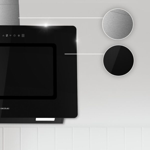 Imagen 6 Campana decorativa Bolero Flux DT 908002 de 90 cm con succión de 800 m³/h y eficiencia A++. Incluye Hand Movement Control, sensor de humos y acabado cristal negro.