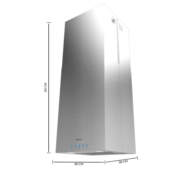 Imagen 3 Campana de isla Bolero Flux ICT 388000 Inox A++ de 38 cm. Potencia de 800 m3/h, motor de 220W, 3 niveles, sensor de humo y filtros de carbono incluidos.