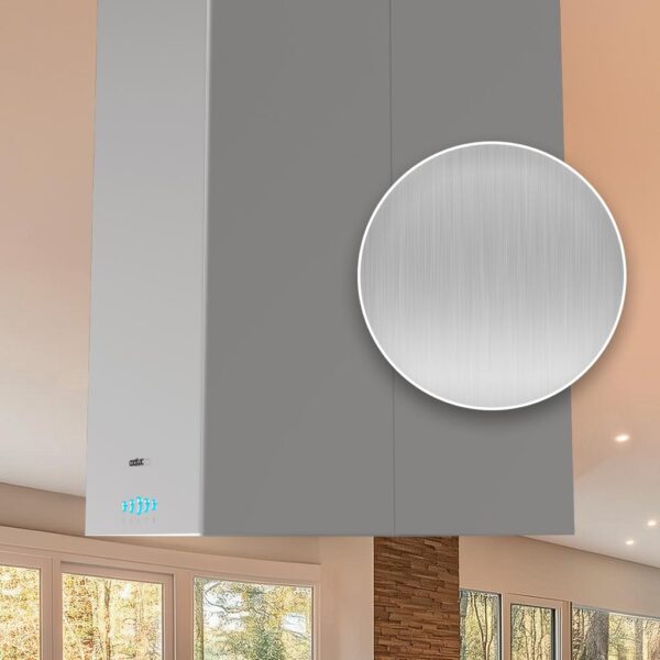 Imagen 6 Campana de isla Bolero Flux ICT 388000 Inox A++ de 38 cm. Potencia de 800 m3/h, motor de 220W, 3 niveles, sensor de humo y filtros de carbono incluidos.