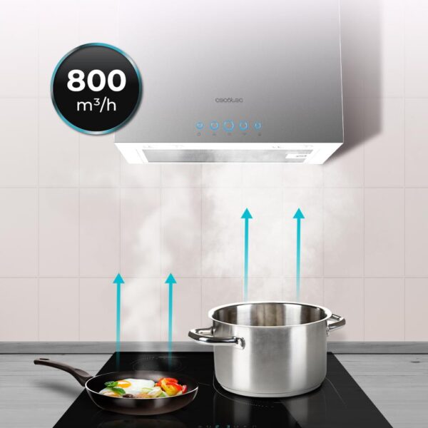 Imagen 7 Campana de isla Bolero Flux ICT 388000 Inox A++ de 38 cm. Potencia de 800 m3/h, motor de 220W, 3 niveles, sensor de humo y filtros de carbono incluidos.