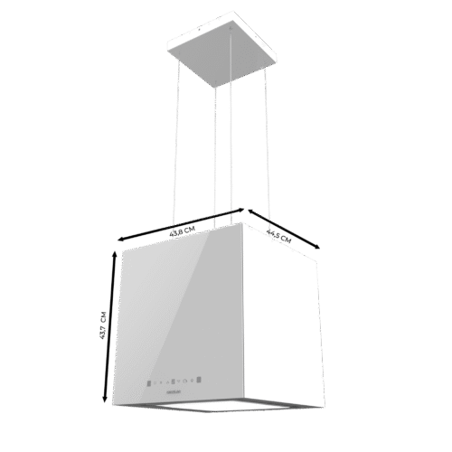 Imagen 2 Campana colgante Bolero Flux CCT 448000 Glass White A++. 800 m3/h de succión, control gestual, sensor de humo y diseño en vidrio blanco de 44 cm de ancho.