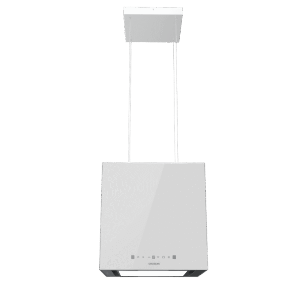 Imagen 3 Campana colgante Bolero Flux CCT 448000 Glass White A++. 800 m3/h de succión, control gestual, sensor de humo y diseño en vidrio blanco de 44 cm de ancho.