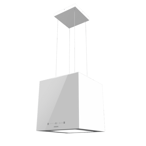 Imagen 4 Campana colgante Bolero Flux CCT 448000 Glass White A++. 800 m3/h de succión, control gestual, sensor de humo y diseño en vidrio blanco de 44 cm de ancho.