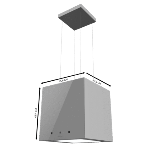 Imagen 2 Campana colgante de 44 cm con succión de 800 m3/h, eficiencia A++, control gestual y sensor de humos. Acabado en vidrio gris elegante y motor de 220W.