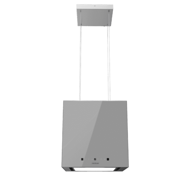 Imagen 3 Campana colgante de 44 cm con succión de 800 m3/h, eficiencia A++, control gestual y sensor de humos. Acabado en vidrio gris elegante y motor de 220W.