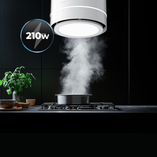 Imagen 8 Campana colgante Bolero Flux CRE 448000 White A++ de 44 cm. Potencia de succión 800 m3/h, motor 220W, sensor de humos y diseño exclusivo en acabado blanco.