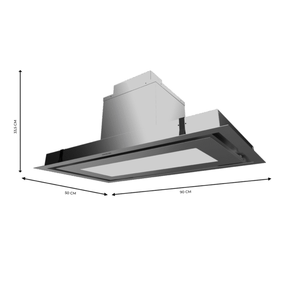 Imagen 3 Campana de techo Cecotec Bolero Flux TIR 908000 Inox A++ de 90 cm. Succión de 800 m3/h, motor de 220 W, mando a distancia y máxima eficiencia energética A++.