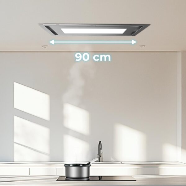Imagen 6 Campana de techo Cecotec Bolero Flux TIR 908000 Inox A++ de 90 cm. Succión de 800 m3/h, motor de 220 W, mando a distancia y máxima eficiencia energética A++.
