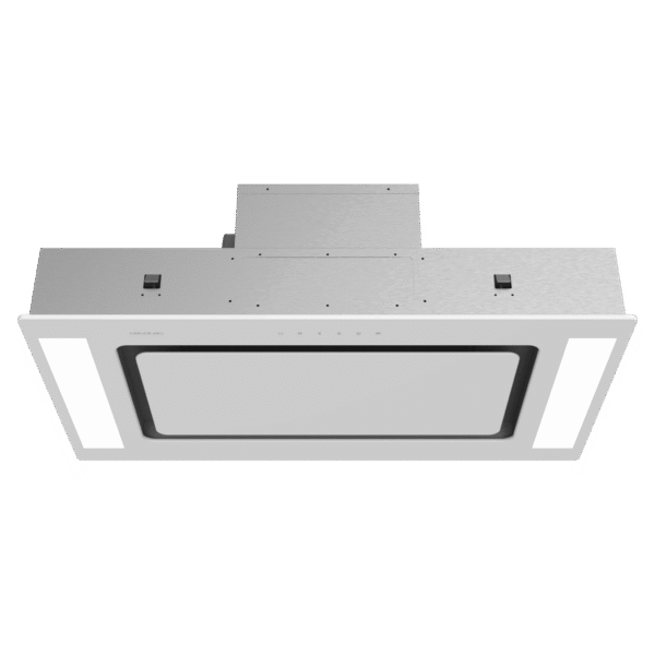 Imagen 2 Campana de techo Bolero Flux TIR 908000 Glass White de 90 cm. Succión de 800 m3/h, eficiencia A++, motor de 220W, control remoto y filtros de carbono.