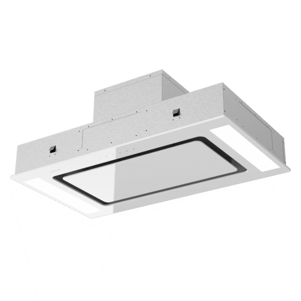 Imagen 4 Campana de techo Bolero Flux TIR 908000 Glass White de 90 cm. Succión de 800 m3/h, eficiencia A++, motor de 220W, control remoto y filtros de carbono.