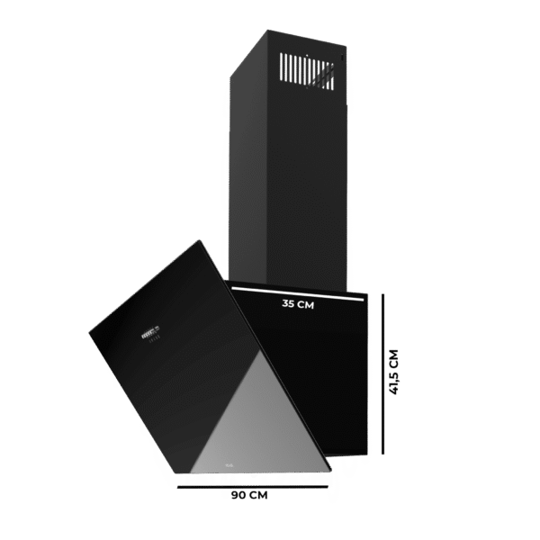 Imagen 3 Campana decorativa Cecotec Bolero Flux DM 906500 de 90 cm. Succión de 650 m3/h, motor de 165W, eficiencia energética A y elegante acabado en cristal negro.