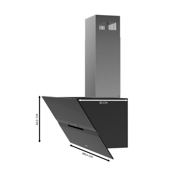 Imagen 2 Campana decorativa de 90 cm con 800 m3/h de succión, eficiencia A++, control gestual, Smoke Sensor y acabado en vidrio negro mate. Máxima potencia y diseño.