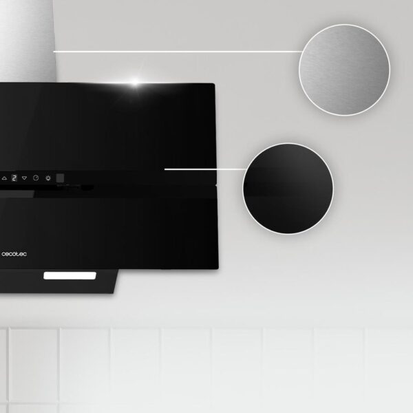 Imagen 6 Campana decorativa de 90 cm con 800 m3/h de succión, eficiencia A++, control gestual, Smoke Sensor y acabado en vidrio negro mate. Máxima potencia y diseño.