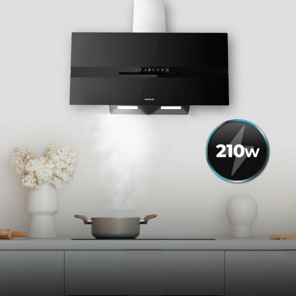 Imagen 8 Campana decorativa de 90 cm con 800 m3/h de succión, eficiencia A++, control gestual, Smoke Sensor y acabado en vidrio negro mate. Máxima potencia y diseño.
