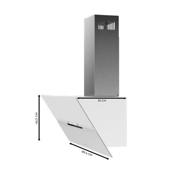 Imagen 2 Campana decorativa Cecotec Bolero Flux DT 908010 de 90 cm, eficiencia A++, succión de 800 m3/h y control gestual. Diseño elegante en vidrio blanco mate y acero.