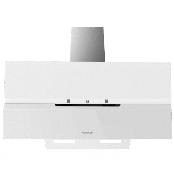 Imagen 3 Campana decorativa Cecotec Bolero Flux DT 908010 de 90 cm, eficiencia A++, succión de 800 m3/h y control gestual. Diseño elegante en vidrio blanco mate y acero.