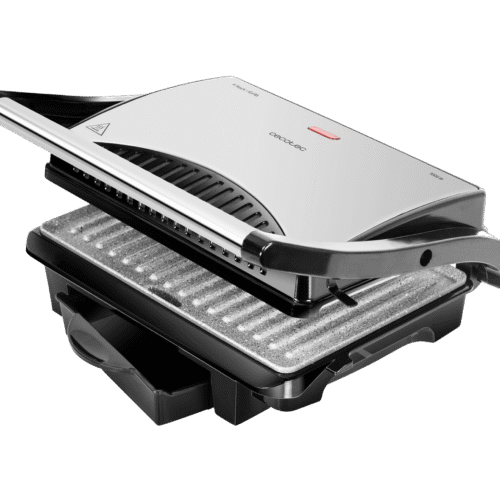 3023-Imagen-2 Imagen 2 Parrilla eléctrica Rock'nGrill 1000 W con revestimiento RockStone antiadherente. Placa flotante y cajetín recogegrasas para una limpieza fácil y cocina sana.