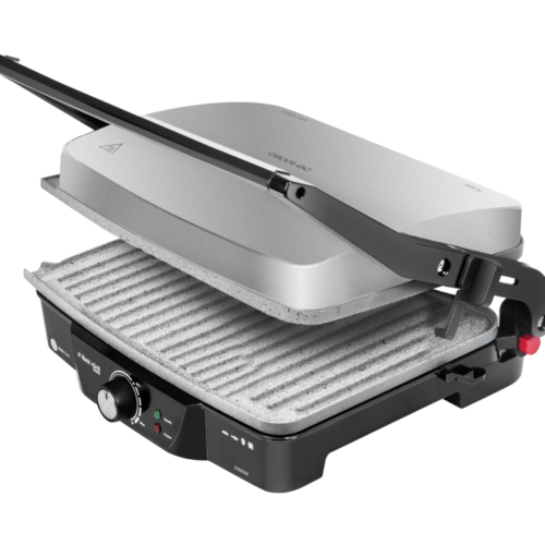 Imagen 2 Parrilla eléctrica de 2000 W con revestimiento RockStone, apertura de 180º y placa superior flotante para una cocción uniforme en superficie de 30x23,5 cm.