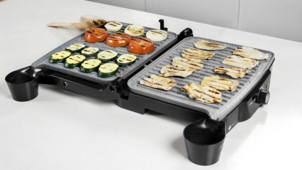 Imagen 6 Parrilla eléctrica de 2000 W con revestimiento RockStone, apertura de 180º y placa superior flotante para una cocción uniforme en superficie de 30x23,5 cm.
