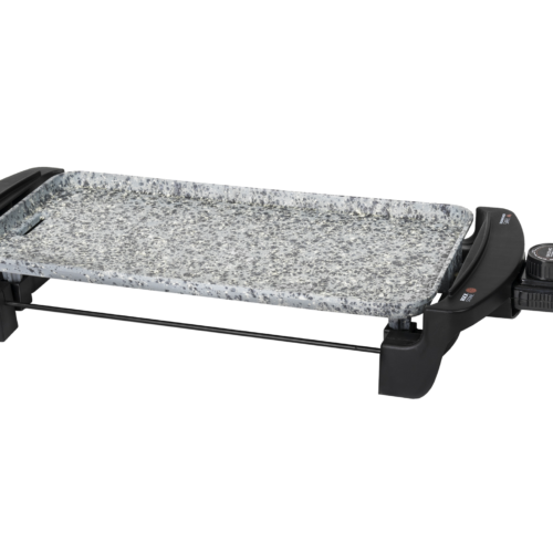 3052-Imagen-2 Imagen 2 Plancha eléctrica de 1800 W con revestimiento RockStone de gran dureza y antiadherencia. Incluye termostato regulable, superficie amplia y cajetín recogegrasas.