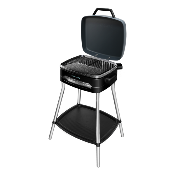 Imagen 2 Barbacoa eléctrica Cecotec PerfectCountry BBQ de 2000W. Cuenta con revestimiento antiadherente RockStone, tapa abatible y superficie de asado 43x38.