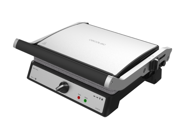 Imagen 2 Parrilla eléctrica de 2400 W con revestimiento RockStone y apertura de 180º. Calentamiento ultrarrápido, placa flotante y superficie antiadherente ecológica.