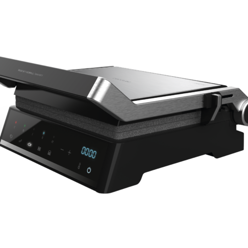 Imagen 2 Parrilla eléctrica 2000 W con sistema AutoCook, apertura 180º y placas extraíbles. Revestimiento RockStone antiadherente y control de temperatura automático.