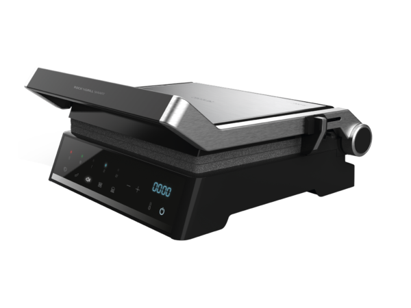 Imagen 2 Parrilla eléctrica 2000 W con sistema AutoCook, apertura 180º y placas extraíbles. Revestimiento RockStone antiadherente y control de temperatura automático.