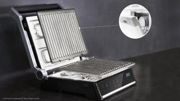 Imagen 4 Parrilla eléctrica 2000 W con sistema AutoCook, apertura 180º y placas extraíbles. Revestimiento RockStone antiadherente y control de temperatura automático.