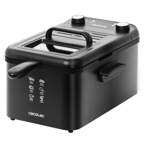 Imagen 2 Freidora eléctrica de 3 litros con filtro OilCleaner para mantener el aceite limpio. 2400 W de potencia, temporizador de 30 minutos y diseño elegante en negro.