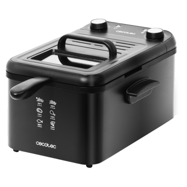 Imagen 2 Freidora eléctrica de 3 litros con filtro OilCleaner para mantener el aceite limpio. 2400 W de potencia, temporizador de 30 minutos y diseño elegante en negro.