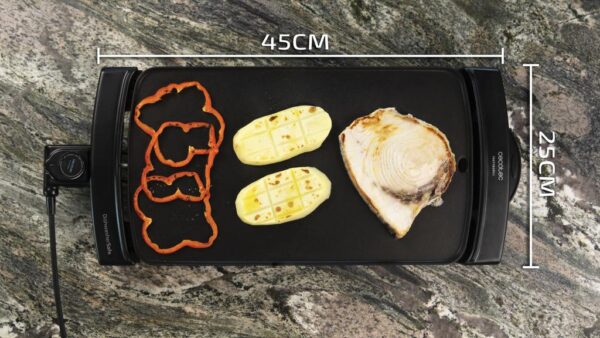 Imagen 7 Plancha de asar de 2600 W con revestimiento BlackWater y resistencia en M. Temperatura regulable, libre de PFOA/PTFE y apta para lavavajillas.