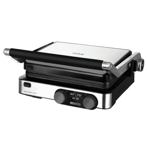 Imagen 2 Parrilla eléctrica de 2000 W con control de temperatura independiente por plancha. Incluye placas extraíbles antiadherentes y apertura completa de 180º.