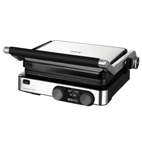 Imagen 2 Parrilla eléctrica de 2000 W con control de temperatura independiente por plancha. Incluye placas extraíbles antiadherentes y apertura completa de 180º.