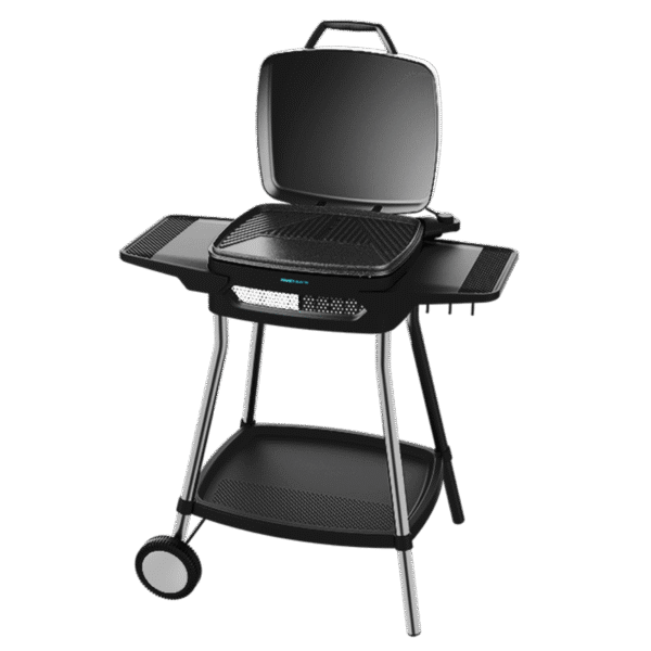 Imagen 2 Barbacoa eléctrica CECOTEC PerfectCountry 2000 EasyMove con 2000 W de potencia. Incluye superficie mixta antiadherente, tapa abatible y cómodas ruedas.