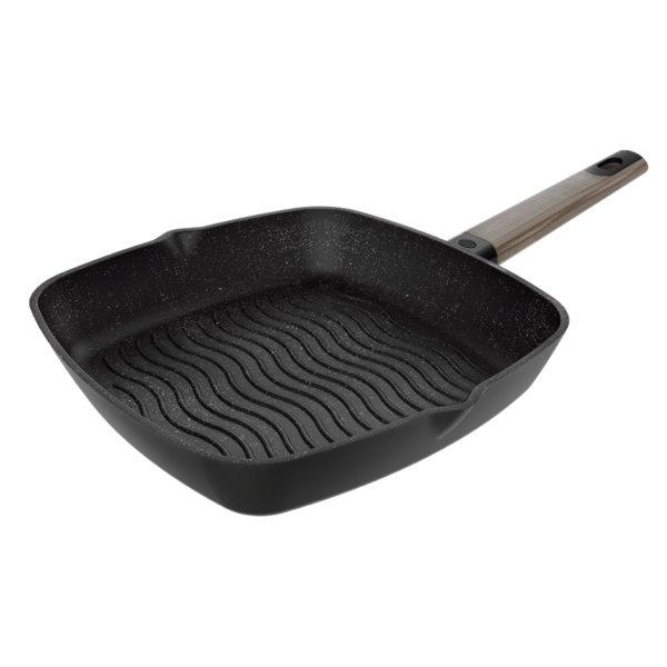 Imagen 2 Grill Polka Excellence 28 cm de aluminio fundido con revestimiento Teflon Profile. Fondo Full Induction indeformable apto para todas las cocinas y lavavajillas.