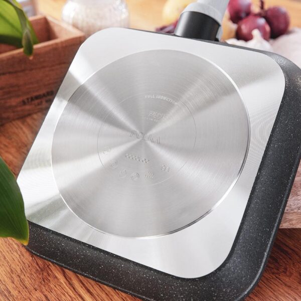 Imagen 6 Grill de 28 cm Polka Exclusive Wood&Rock. Aluminio forjado, antiadherente Teflon Select y mango baquelita tacto frío. Apto para inducción y lavavajillas.