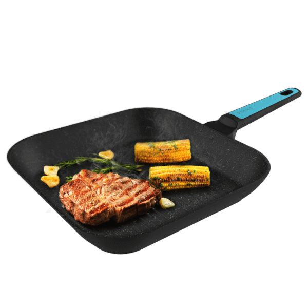 Vista frontal del Set de 6 cuchillos Cecotec Swiss Chef color negro con hojas de acero inoxidable y revestimiento cerámico en su caja original