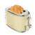 Imagen 2 Tostadora retro beige de acero inoxidable con 980 W. Cuenta con 2 ranuras anchas, soporte para panecillos y 6 niveles de tostado para un desayuno perfecto.