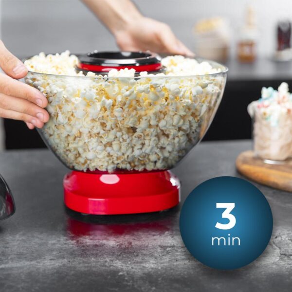 Imagen 7 Palomitero Fun&Taste P'Corn Easy de 1200 W. Sistema de cocción por aire caliente sin aceite, tazón extraíble y diseño compacto para aperitivos saludables.