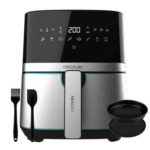 Vista frontal del microondas digital Cecotec Proclean 2500 con panel de control táctil y mando giratorio