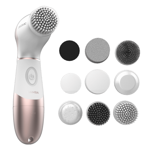 Imagen 4 Cepillo facial Bamba FaceCare TotalClean con 9 cabezales para cara, cuerpo y pies. Rotación 360º, diseño ergonómico y bolsa de viaje para un cuidado integral.